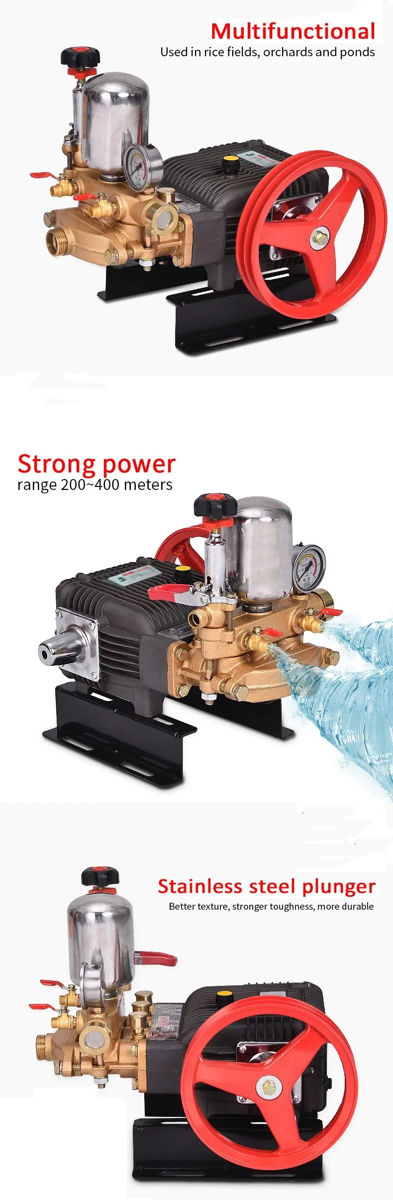 Piston Pump Agricultural Motor Garden Sprayer Pump Set Pressure Power Washer Pump Triplex Plunger Pump